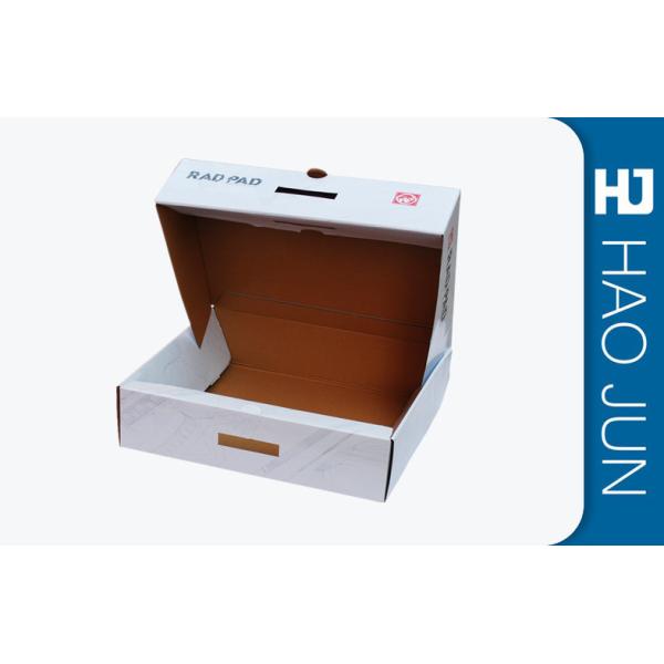 Quality Small White Cardboard Storage Boxes With Lids For Pad Packing , Glossy Lamination wholesale