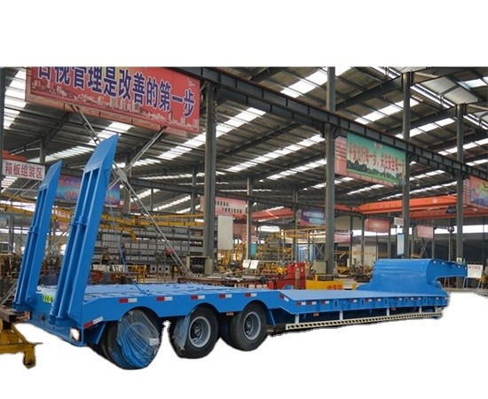 Quality 13 Tons Fuwa/BPW Axle Hydraulic Lowboy Semi Trailer for Heavy Machinery Transportation wholesale