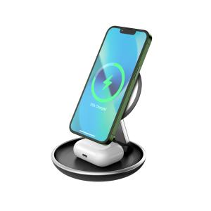 Magnetic 3 In 1 Wireless Charging Stand Foldable 15W With Private Mold