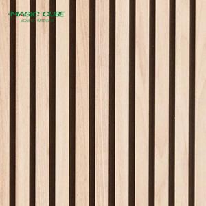 Cheap Wood Veneer Acoustic Slat Wall Panel Lightweight With Polyester Fiber Base for sale