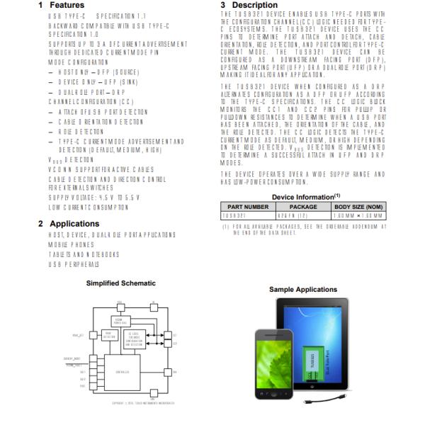 12 XFQFN Power Switch ICs Surface Mount TUSB321RWBR