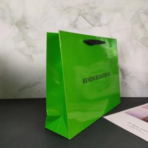 Gold Logo 26x9x33cm Avocado Green Apparel Paper Bag With Ribbon Handle