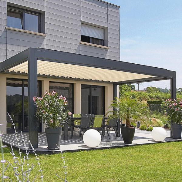 Quality SS304 RAL9016  Folding Aluminium Garden Gazebo Louvered Roof wholesale