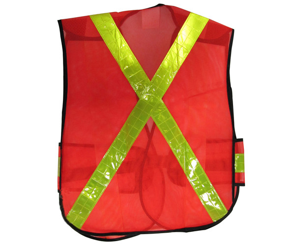 Highway Safety Vest Net Fluorescent Orange Mesh Vest With Pockets For Traffic