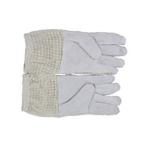 Three Layer Cotton Mesh Goatskin Beekeeping Gloves with White Short Sleeve