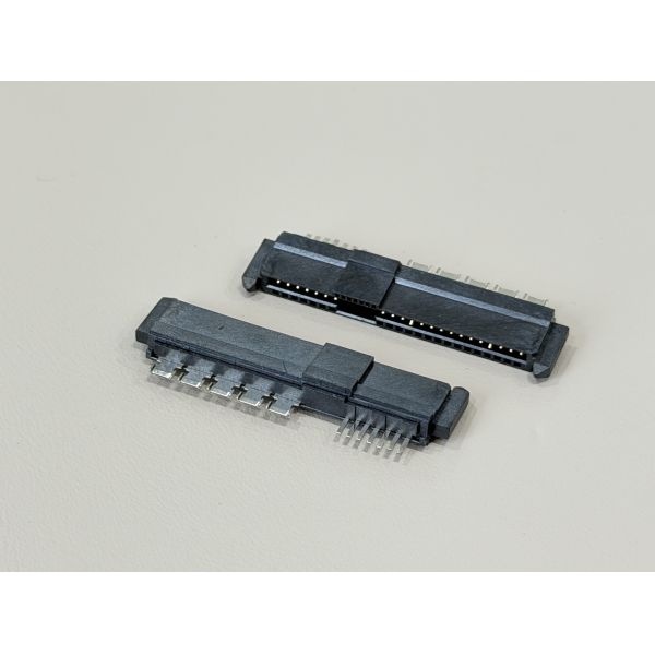 High-Speed SAS4.0 29Pin Female Cable Connector, 180° Wire Solder Type with Peg & SUS Clip, 15U" Gold Electronic Connector for PCB Signal & Power