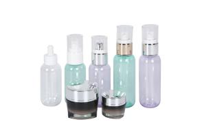 China Wholesale Acrylic 15g 50g Cream Jar PET 100ml 120ml Lotion Serum Bottle Cosmetic Personal Care Set Packaging on sale