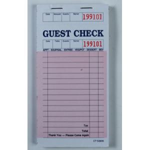 Cheap CT-S3616 Single part White US Guest Check with Sequential Numbering English and Numbered for sale