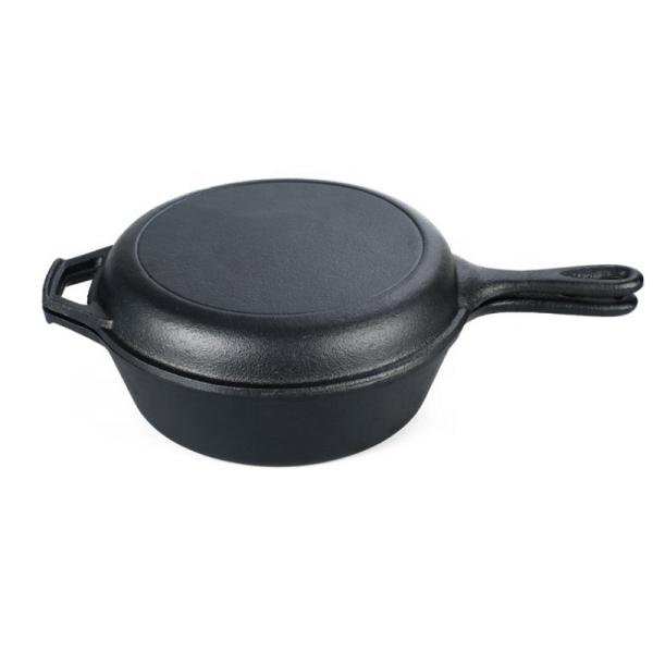 Quality Pre Seasoned Cast Iron Casserole Frying Pan 2 In 1 10 Inch wholesale