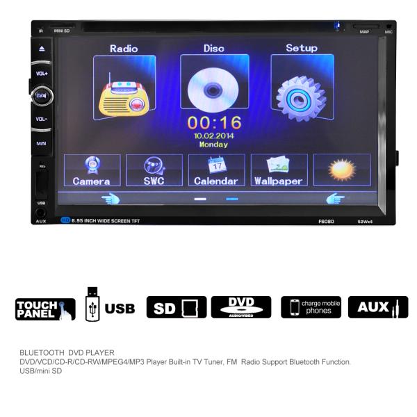 Double 2 DIN 7 inch Touch Screen FM AM TV USB Bluetooth Car Audio Radio Stereo Video MP5 DVD player