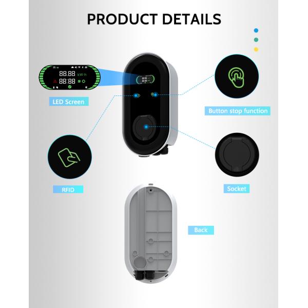 KIWI LCD Mini Opcc 220V Type 2 Charging Station 7kW CCS EV Charger for Electric Cars