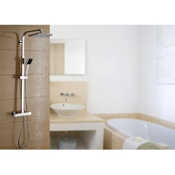 Quality Exposed Copper Thermostatic Shower Set 8 Inch ABS Handheld Head ROVATE wholesale