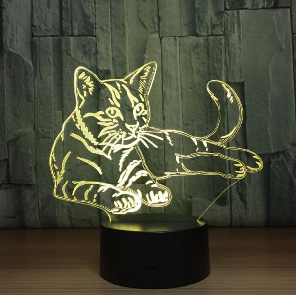 Quality Cute Cat 7 Colors Change 3D LED Night Light with Remote Control Ideal For Birthday Gifts And Party Decoration wholesale