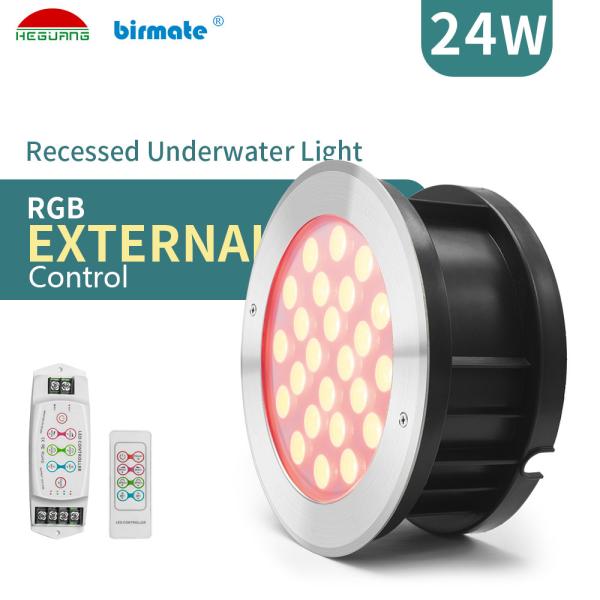 Quality DC24V RGB Underwater LED Spotlights 24 Watt VDE Cable DMX512 wholesale