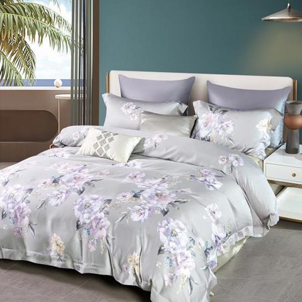 100% Tencel Luxury Silky Soft Bedding Set 300TC Printed Fabric Quilt Cover Pillowcase Sets