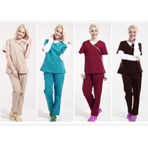 Split Hem Scrubs Medical Uniforms Back Straps With Drawstring Casual Trousers
