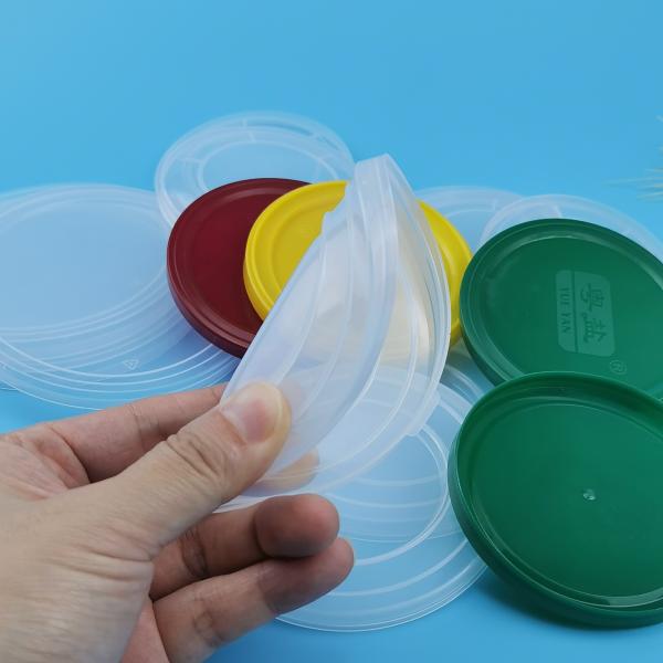 Quality Clear Recycling Embossed Resuable 73mm PE Plastic Lids wholesale