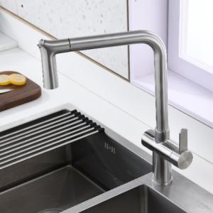 Angled Spout Smart Touch Kitchen Faucet Pull Out Sprayer Mixer CUPC