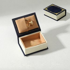 Cheap Vintage Book Style Mini Ring Box with Premium Microfiber and Compact 4.0 × 5.6 × 2.2 cm Size for Jewelry Display for sale