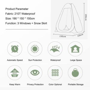 150*150*190CM Waterproof Blue 210T Silver Coated Polyester UV Protected Pop Up