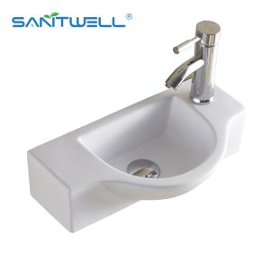 China China Above Counter basin Bathroom Vessel Sink Round Ceramic Basin Wall Mounted Sink AB8316 on sale