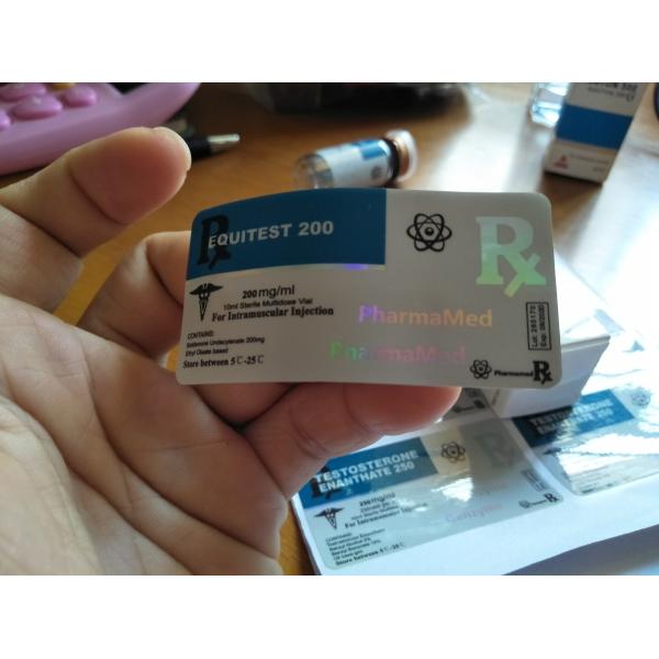 Quality Equitest 10Ml Holographic Glass Vial Labels With PP Glossy Lamination wholesale