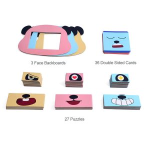 Multicolor Expression Puzzle Geometric Figures Matching Emotion Expression for