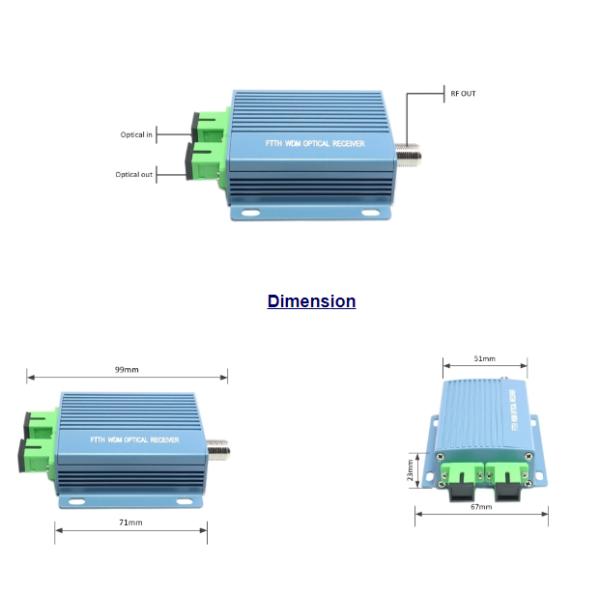 CATV FTTH Fiber Optic Mini Passive Optical Receiver WDM ABS PC Material
