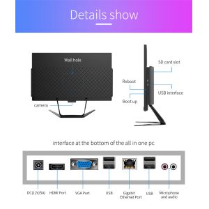 Desktop i3 i5 i7 23.8 Inch All In One PC With 8g RAM 480g SSD