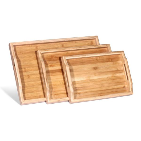 Quality waterproof bamboo tea serving tray melamine tray with handles wholesale