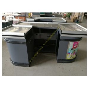 Oval Shape Cashier Checkout Counter With LED Light / Electric Money Counter