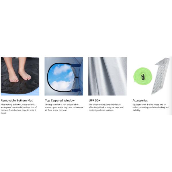 94.5*47.2*74.8Inch Waterproof Blue Polyester 190T Pop Up Privacy Tents With Full Coverage And Instant Setup