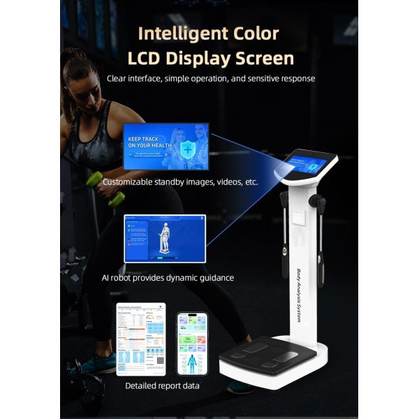 Body Nutrition Analyzer Scanner Segmental Body Composition Analyzer 8-Electrode BIA Fat Percentage Fitness Machine