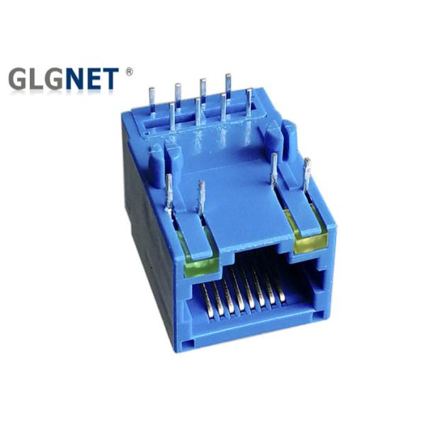 Quality Blue Magnetic RJ45 Connector Latch Down No Shielding Shell Green Yellow LED Option wholesale