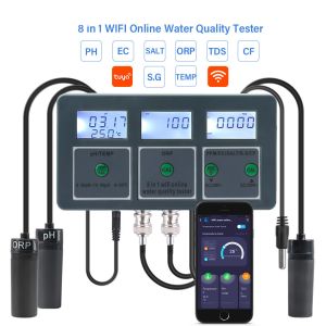 Lab Pool Water Tester Tuya WiFi 8 in 1 Digital PH/TEMP/ORP/PPM/EC/SALT/S.G/CF