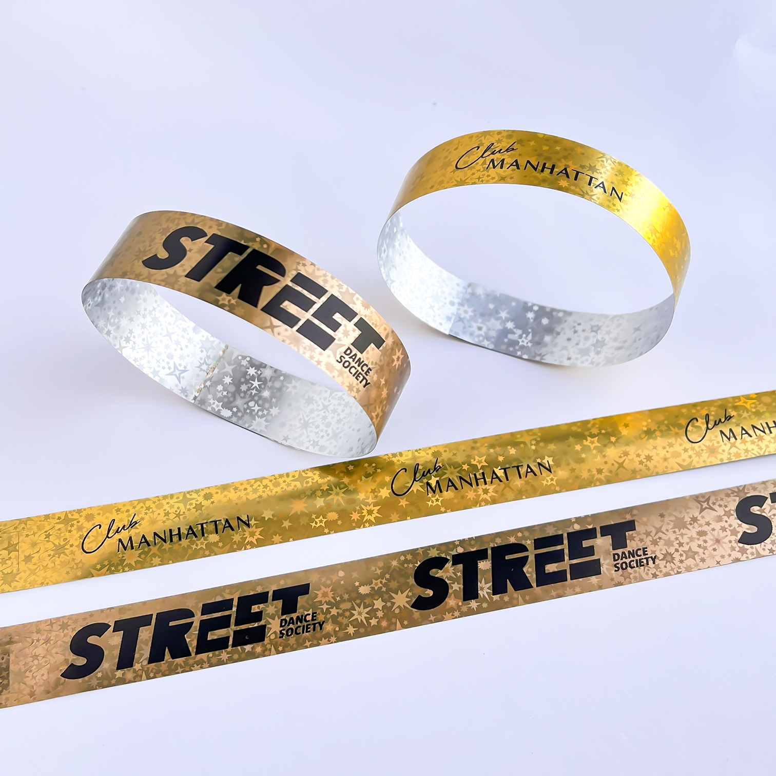 Security Holographic Wristbands Disposable Featuring Custom Printed Text and