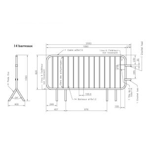 Bristain Standard Hot Dipped Galvanized Crowd Control Barriers Cross Foot