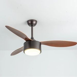 Wholesale factory Pop Style Solid Wood Ceiling Fan With DC Motor And LED Light