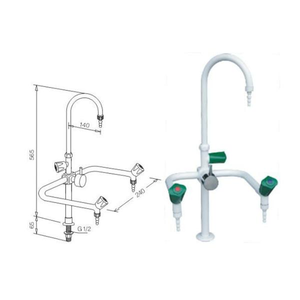 Quality Single / Double Way PP Goose Neck Water Tap Lab Fittings Corrosion Resistant wholesale