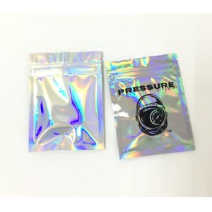 Hot stamp print holographic mylar bag smell proof Doypacks for makeup sponge