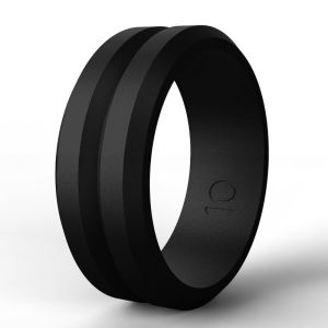 China Unisex Silicone Rubber Rings 8mm Grooved for Wedding Engagement on sale
