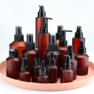 China Cosmetic Packaging Black Glass Spray Bottles 15ml 30ml 125ml on sale