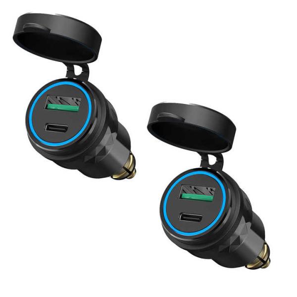 Quality PD QC3.0 Two Port Motorcycle Cell Phone Charger Waterproof With Safety Protection wholesale