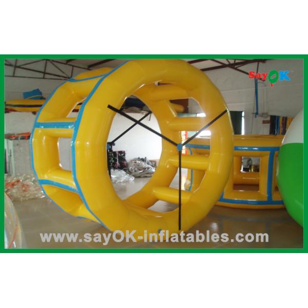 Yellow Funny Rolling Inflatable Water Toys , Water Park Equipment