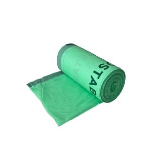 Green Biodegradable Drawstring Trash Bags Non Toxic With Custom Logo
