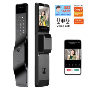 Hot selling black intelligent door lock with facial recognition and active