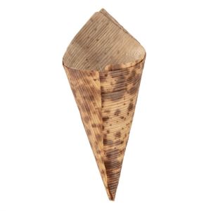 LFGB Bamboo Leaf Disposable Serving Cone For French Fry