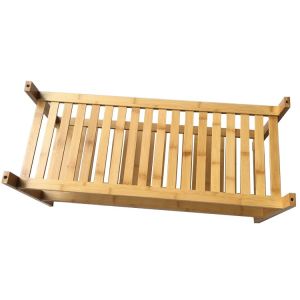 2 Tier Indoor Outdoor Bamboo Display Shelf Rack for Flower Pot Plant or Shoes in
