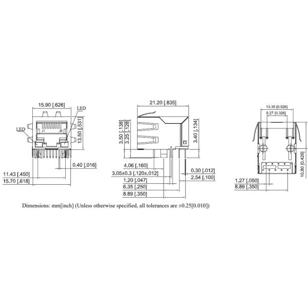 Quality ARJM11A1-805-AB-EW2 2.5G Base-T Tab Down G/Y Led 1 Port RJ45 Jack Module wholesale
