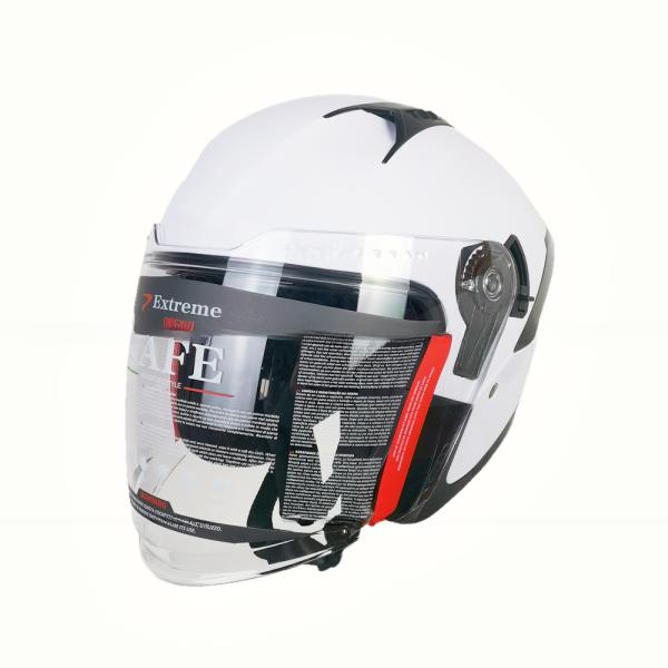 White ABS Motorcycle Riding Helmet with Half Face PC Shield and Customizable Design